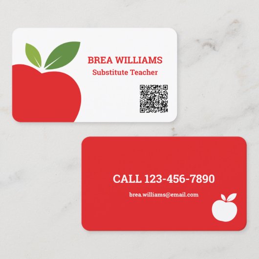 Tutor-Ersatzlehrer Benutzerdefinierter QR Code Visitenkarte (Vorne/Hinten)