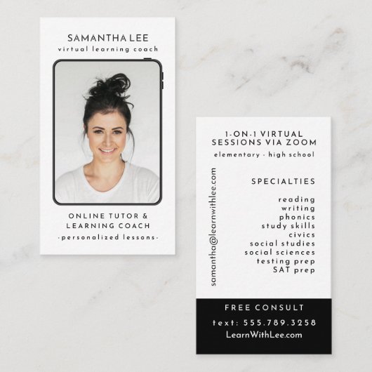 Tutor für virtuellen Trainer Visitenkarte (Vorne/Hinten)