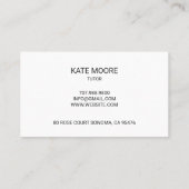 Tutor Glühbirne und Gehirnidee Schwarz-Weiß Visitenkarte (Rückseite)