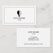 Tutor Glühbirne und Gehirnidee Schwarz-Weiß Visitenkarte (Vorne/Hinten)