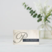 Tutor-Grunge Monogram BusinessCard Visitenkarte (Stehend Vorderseite)