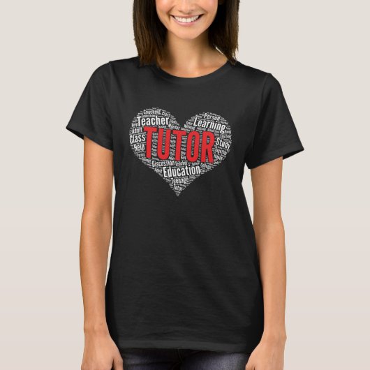 Tutor Herz Form Word Cloud T-Shirt (Vorderseite)