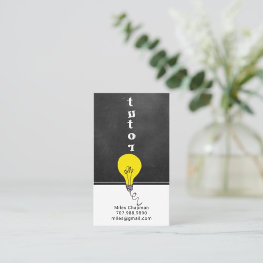 Tutor-Lehrer Chalkboard Light Bulb Idee Visitenkarte (Stehend Vorderseite)