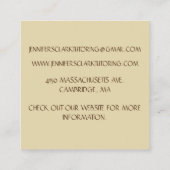 Tutor/Lehrer/Lehrerin/Lehrerin Globe & Buch Quadratische Visitenkarte (Rückseite)