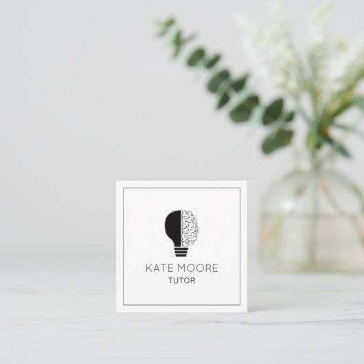 Tutor-Lehrer Leuchtpult Idee Symbol Gehirn Quadratische Visitenkarte (Stehend Vorderseite)