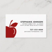 Tutor-Lehrerin Ruby Red Apple Logo Black Text Visitenkarte (Vorderseite)