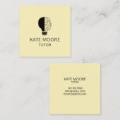 Tutor Light Bulb Idee Symbol Brain Cream Gelb Quadratische Visitenkarte (Vorne/Hinten)