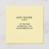 Tutor Light Bulb Idee Symbol Brain Cream Gelb Quadratische Visitenkarte (Rückseite)