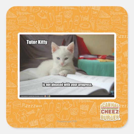 Tutor-Miezekatze Quadratischer Aufkleber (Vorderseite)
