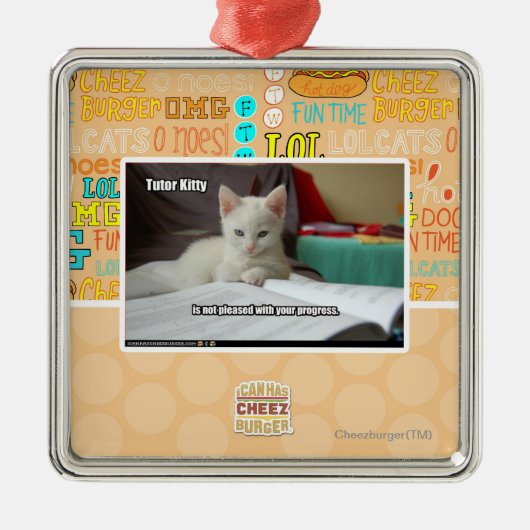 Tutor-Miezekatze Silbernes Ornament (Vorne)