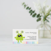 Tutor Niedlich Green Alien Business Card Visitenkarte (Stehend Vorderseite)