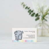 Tutor Niedlich Grinning Elephant Business Card Visitenkarte (Stehend Vorderseite)