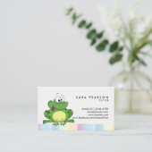 Tutor Niedliche Green Frog Business Card Visitenkarte (Stehend Vorderseite)