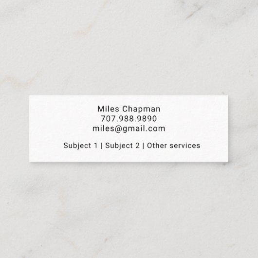 Tutor- oder Lehrer-Leuchtpult-Karton Mini Visitenkarte (Rückseite)