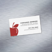 Tutor Unternehmer Ruby Red Apple Logo Black Text Magnetische Visitenkarte (Beispiel)