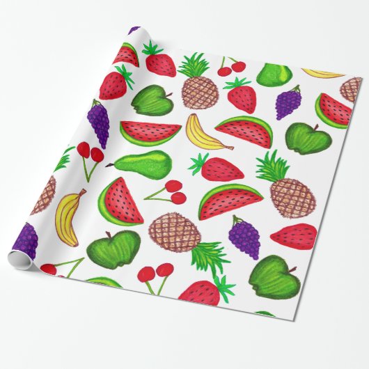 Tutti fruchtige Hand gezeichnete Geschenkpapier (Ungerollt)