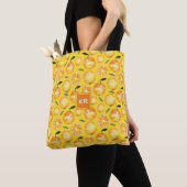 Tutti Fruiti Zitrusmuster mit Monogramm Gelb Tasche (Von Nahem)