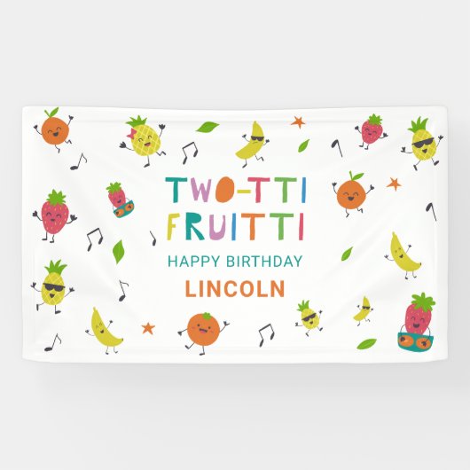 Tutti Fruitti Birthday Custom Cute Fruits Banner (Horizontal)