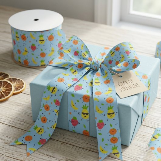 Tutti Fruitti Geburtstagsmuster Süße Früchte Satinband