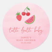 Tutti Frutti Baby Shower  Runder Aufkleber (Vorderseite)