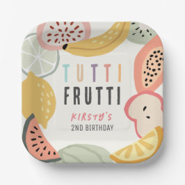 Tutti Frutti farbenfrohe Frucht 2. Geburtstag Pappteller