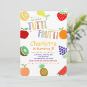 Tutti Frutti Früchte Geburtstag Einladung (Stehend Vorderseite)