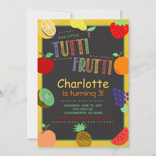 Tutti Frutti Fruit Birthday Einladung (Vorderseite)