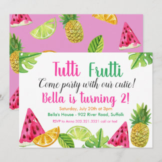 Tutti Frutti - Fruit Birthday Party Einladung