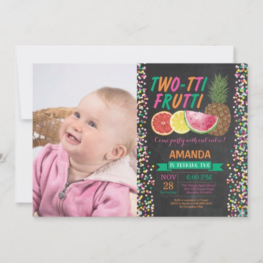Tutti Frutti Geburtstagsparty Einladung 2. Geburts (Vorderseite)