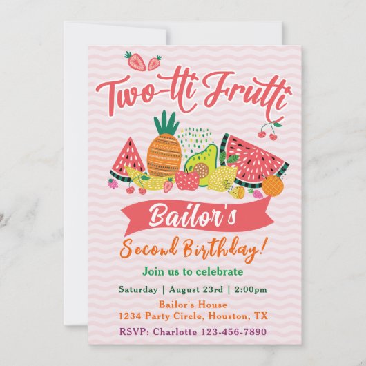 Tutti Frutti | Obst Party Geburtstag Einladung (Vorderseite)