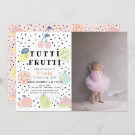 Tutti Frutti Pastel Frucht 2. Foto Geburtstag Einladung