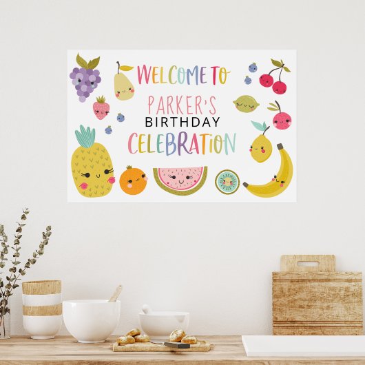 Tutti Frutti Rainbow Birthday Party Willkommensban Poster (Küche)