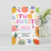 Tutti Frutti Tropical Summer Two Sweet Birthday Einladung (Stehend Vorderseite)