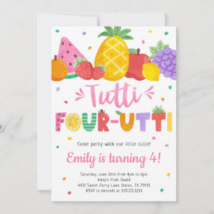 Tutti Frutti Vier-utti 4. Geburtstagseinladung Einladung