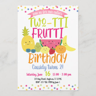 Tutti "Two-tti" Frutti Fun Kindergeburtstag Party Einladung