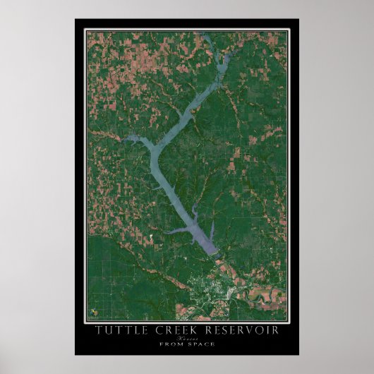 Tuttle Creek Reservoir Kansas Satellite Poster Kar (Vorne)