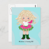 Tutu American Blonde Girl Birthday Postkarte (Vorne/Hinten)