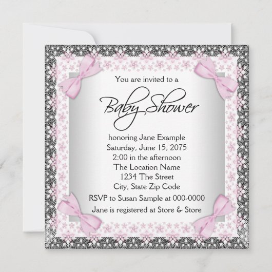 Tutu Baby Girl Ballerina Dusche Einladung (Rückseite)