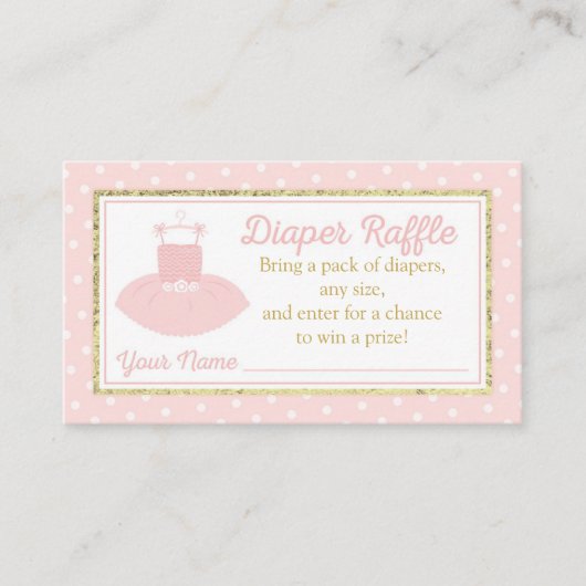 Tutu Baby Showdiaper Raffle Ticket - Rosa Gold Begleitkarte (Vorderseite)