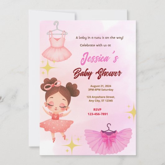 Tutu Baby Shower Einladung (Vorderseite)