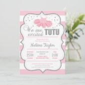 Tutu balerrina silberrosa klassische Babydusche Einladung (Stehend Vorderseite)