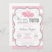 Tutu balerrina silberrosa klassische Babydusche Einladung (Vorne/Hinten)