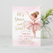 Tutu Ballerina Ballet Dancer Girl Birthday Einladung (Stehend Vorderseite)