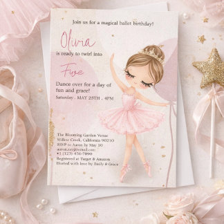 Tutu Ballerina Ballet Dancer Girl Birthday  Einladung