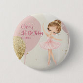 Tutu Ballerina Balletttänzerin Mädchen 5. Geburtst Button (Vorderseite)