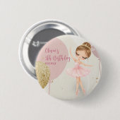 Tutu Ballerina Balletttänzerin Mädchen 5. Geburtst Button (Vorne & Hinten)