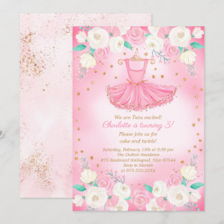 Tutu Ballerina Dress Glitzer Geburtstag Einladung