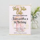 Tutu Ballerina Einladung zum ersten Geburtstag (Stehend Vorderseite)