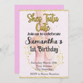 Tutu Ballerina Einladung zum ersten Geburtstag