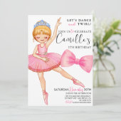 Tutu Ballerina Geburtstag Einladung (Stehend Vorderseite)